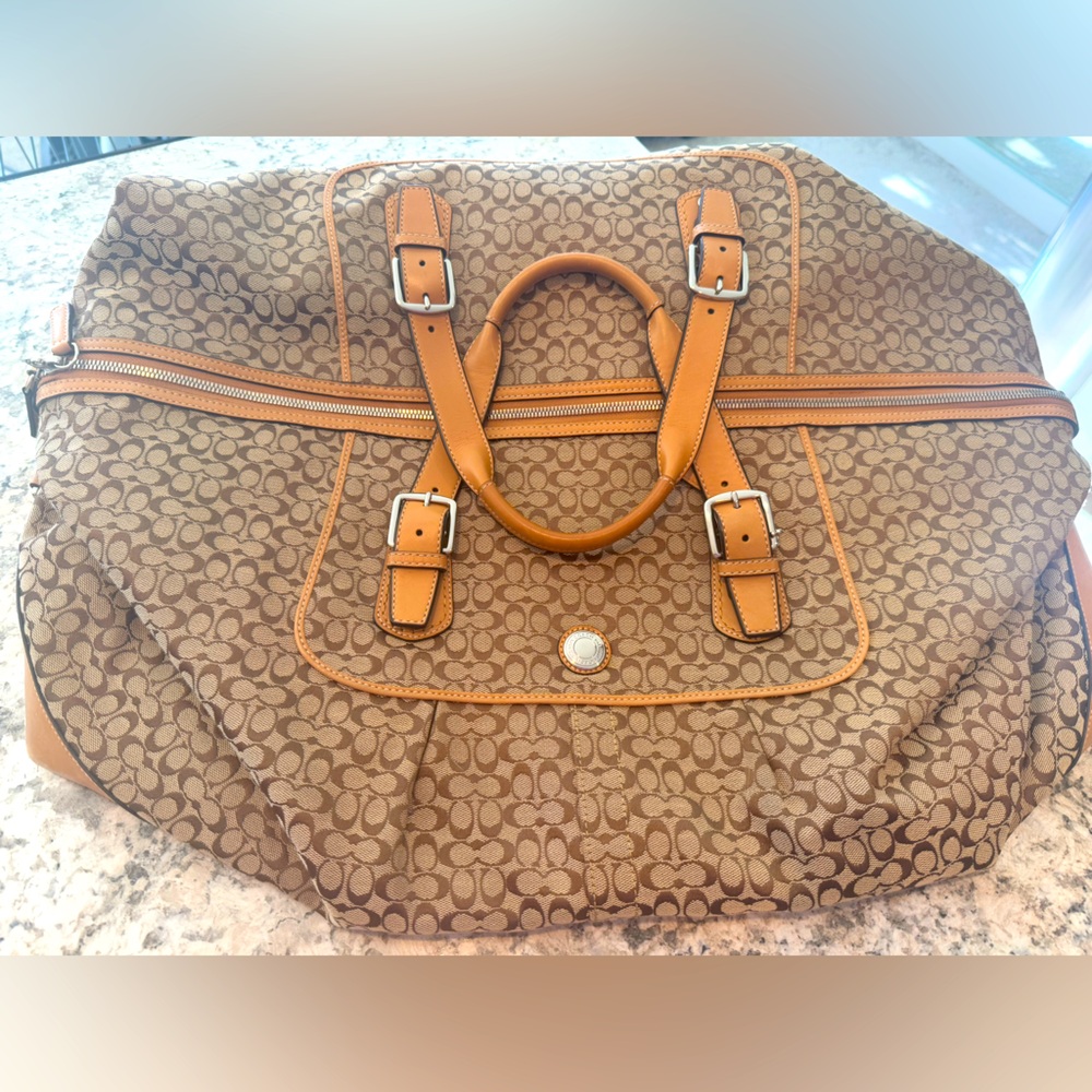 Coach Transatlantic Signature Voyager F77115 XL Weekender Carry On Duffle Bag
